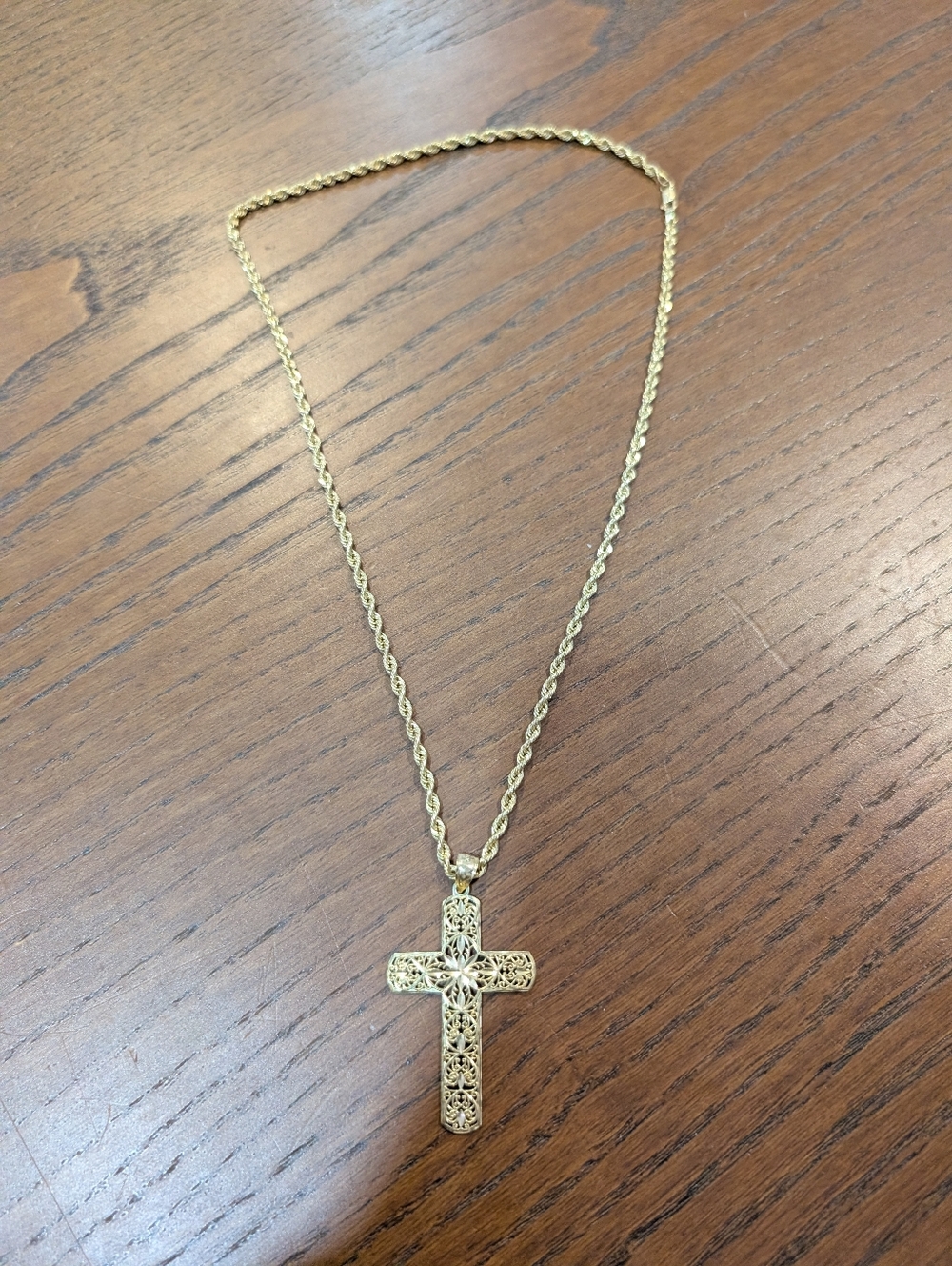 Gold Filigree Cross Necklace